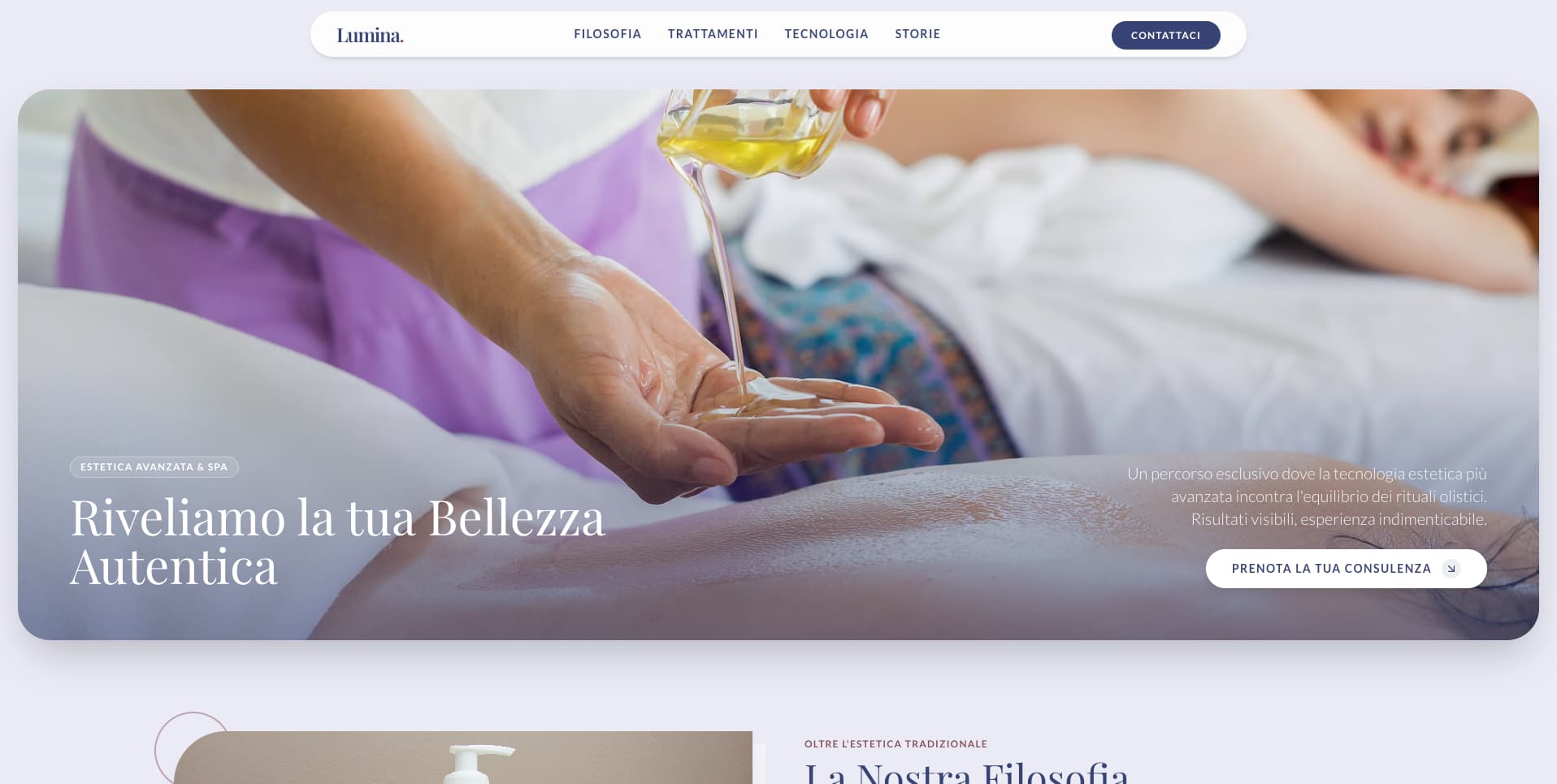 Screenshot del sito Vetrina di bellezza